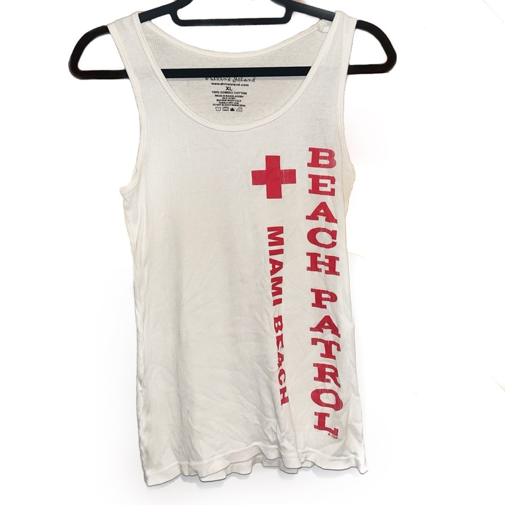 Miami Beach Patrol White Tank Top Size XL